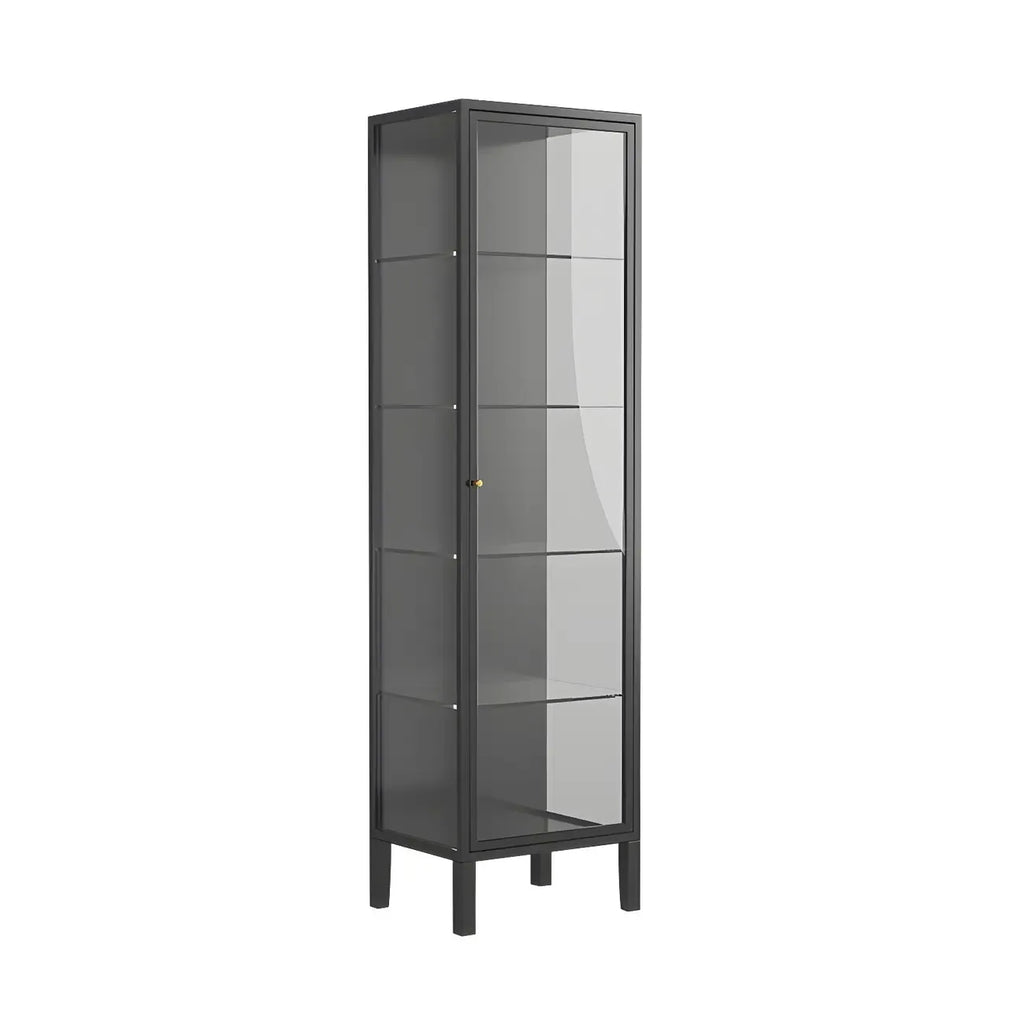 Living Room White Metal Frame Glass Doors Display Cabinet