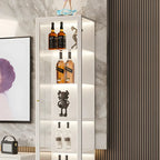 Living Room White Metal Frame Glass Doors Display Cabinet