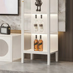 Living Room White Metal Frame Glass Doors Display Cabinet