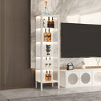 Living Room White Metal Frame Glass Doors Display Cabinet