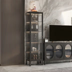 Living Room White Metal Frame Glass Doors Display Cabinet