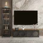 Living Room White Metal Frame Glass Doors Display Cabinet