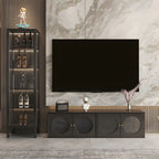 Living Room White Metal Frame Glass Doors Display Cabinet