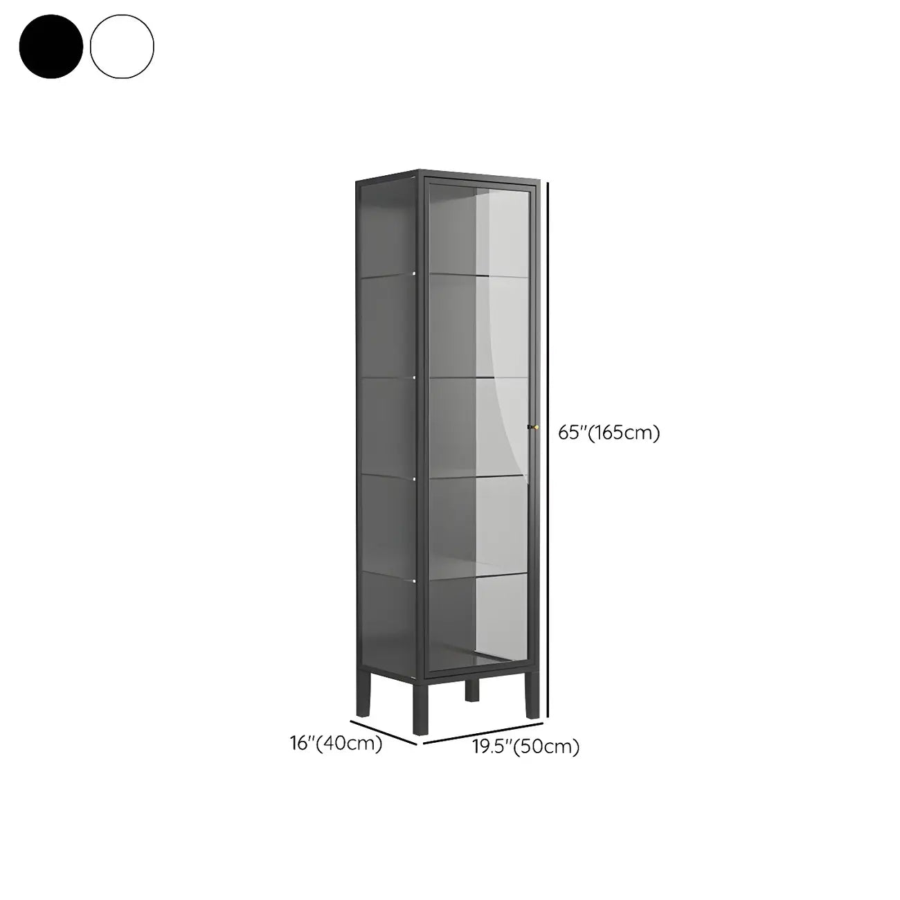 Living Room White Metal Frame Glass Doors Display Cabinet