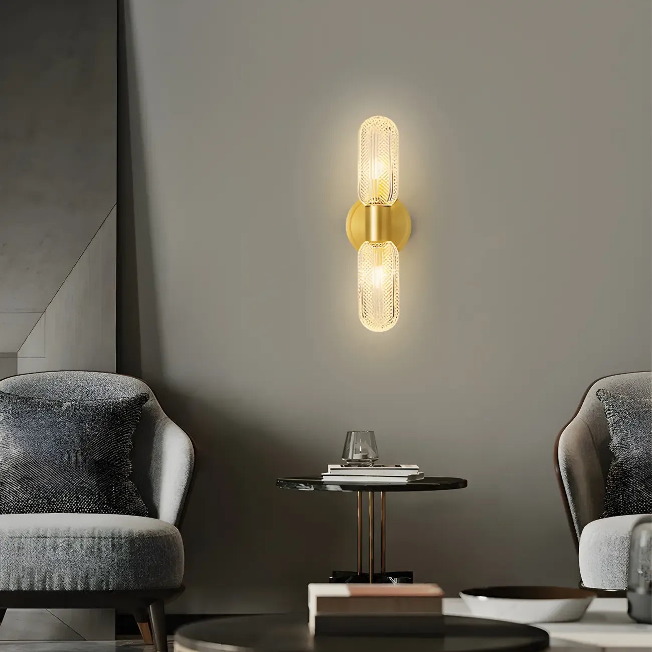Unique Gold Up Down Wall Mounted Prismatic Glass Vanity Light