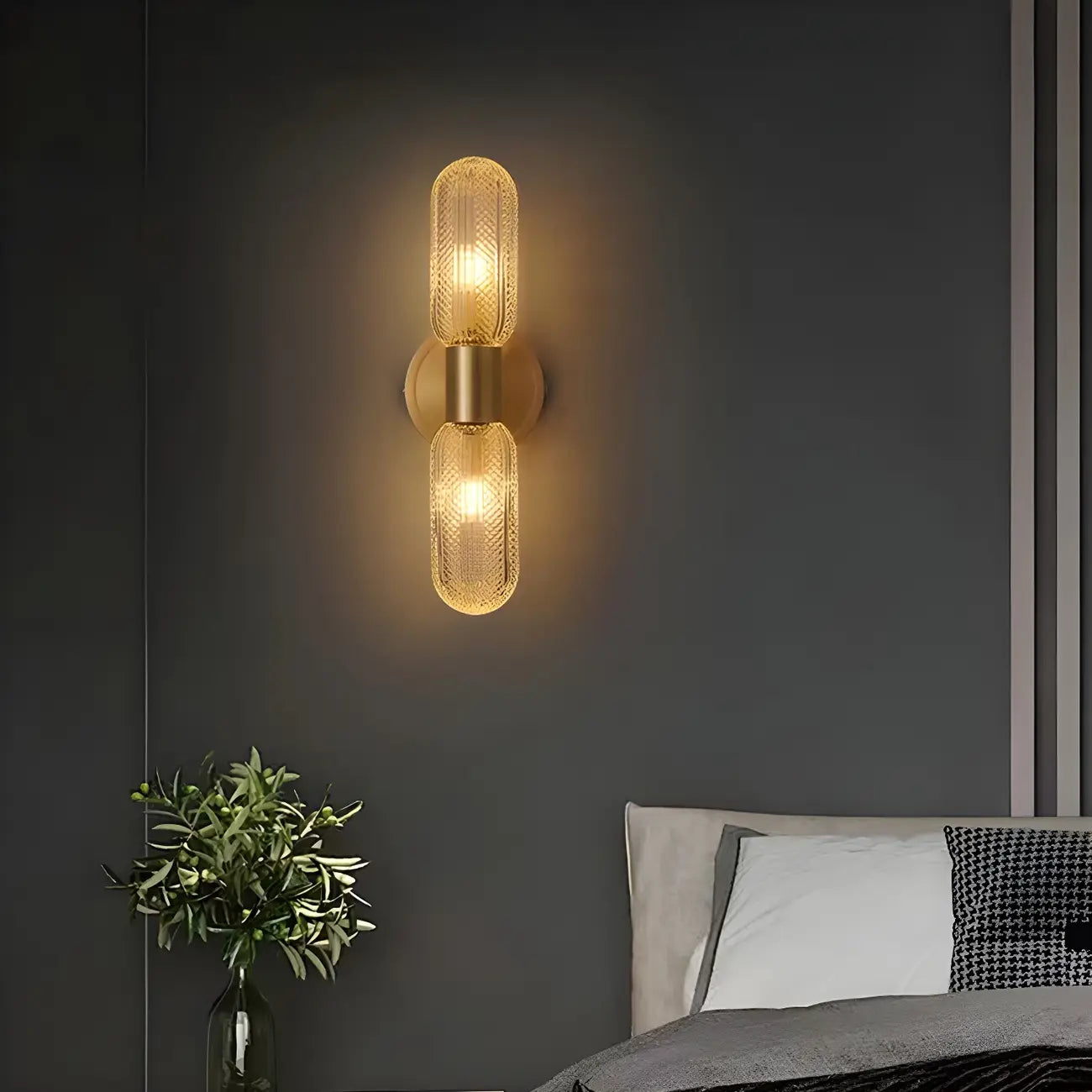 Unique Gold Up Down Wall Mounted Prismatic Glass Vanity Light