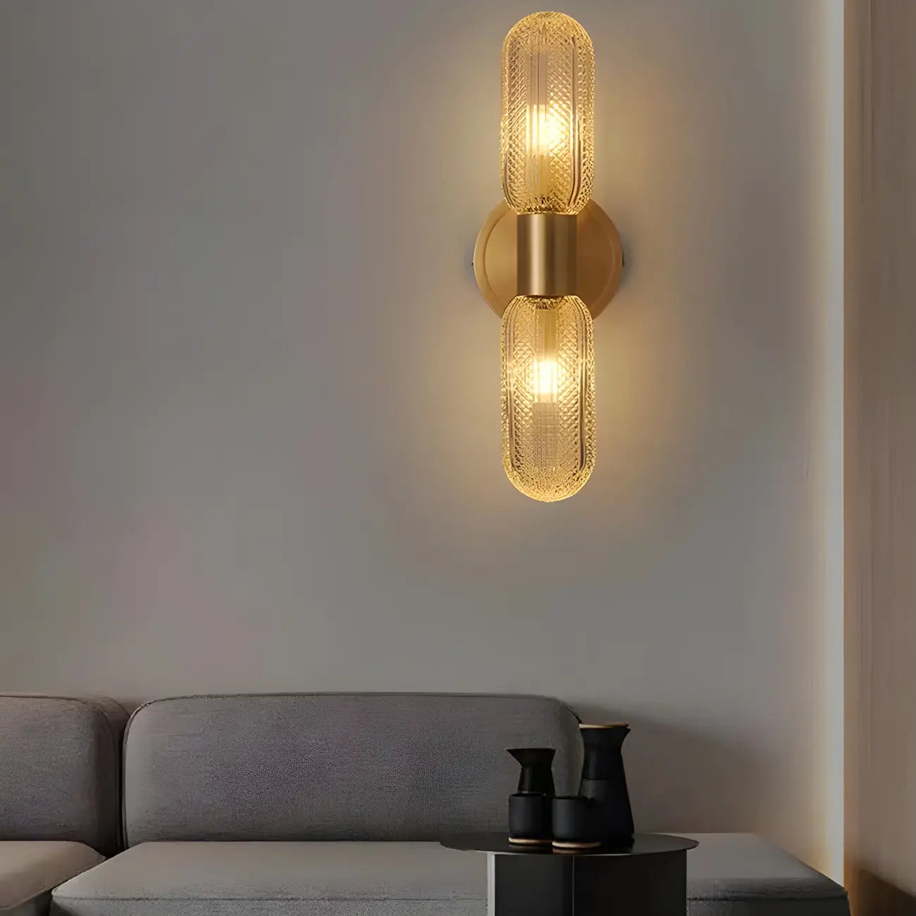 Unique Gold Up Down Wall Mounted Prismatic Glass Vanity Light