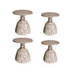 Rustic Natural Wood Pedestal Round Side Table for Living Room