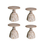 Rustic Natural Wood Pedestal Round Side Table for Living Room