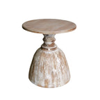 Rustic Natural Wood Pedestal Round Side Table for Living Room