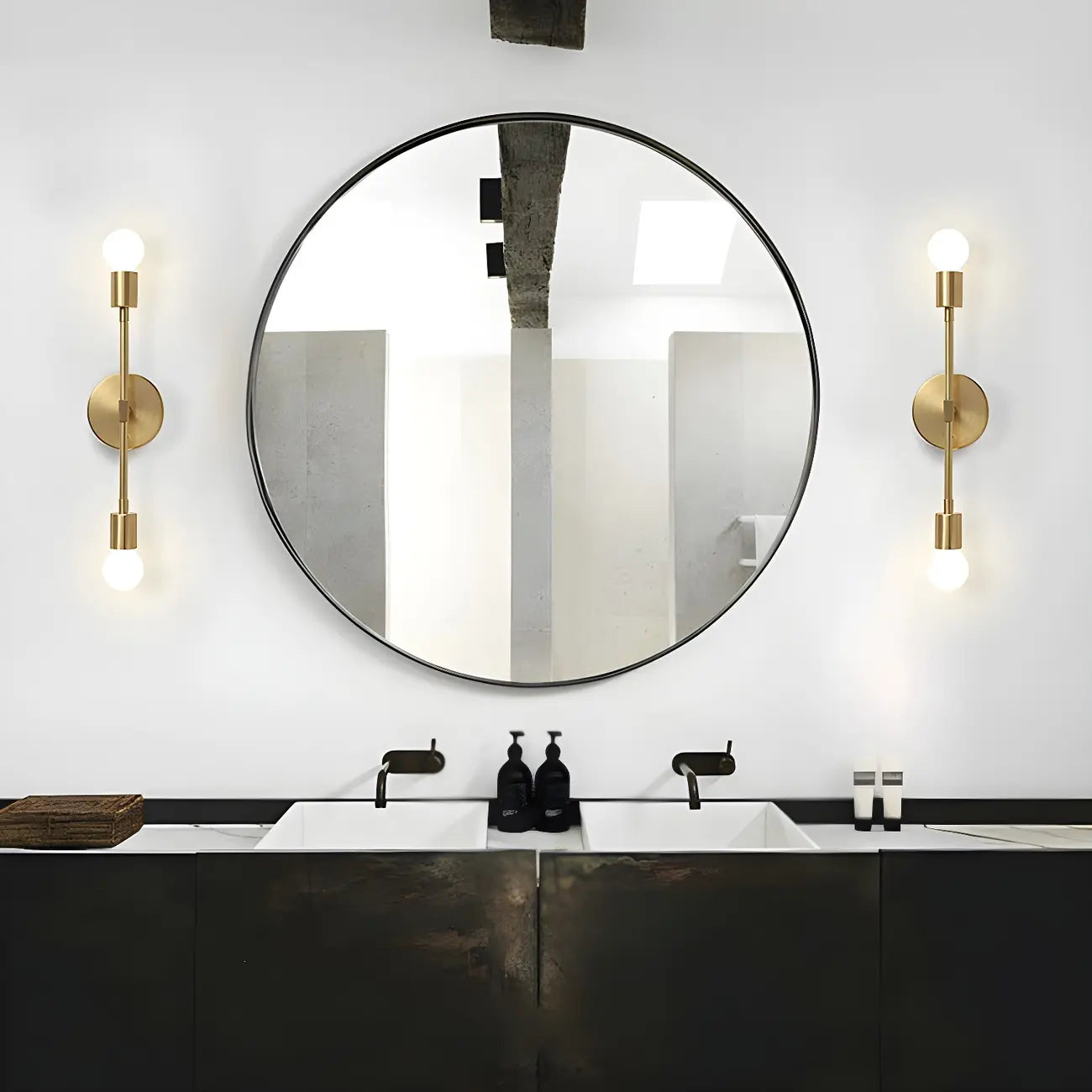 Modern 2-Light Globe Metal Bathroom Vanity Light