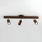 5-Light Wood Track Spotlight Adjustable Semi Flush Mount Ceiling Light