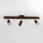 5-Light Wood Track Spotlight Adjustable Semi Flush Mount Ceiling Light