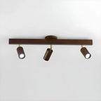 5-Light Wood Track Spotlight Adjustable Semi Flush Mount Ceiling Light