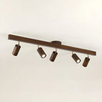 5-Light Wood Track Spotlight Adjustable Semi Flush Mount Ceiling Light