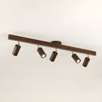 5-Light Wood Track Spotlight Adjustable Semi Flush Mount Ceiling Light