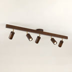 5-Light Wood Track Spotlight Adjustable Semi Flush Mount Ceiling Light