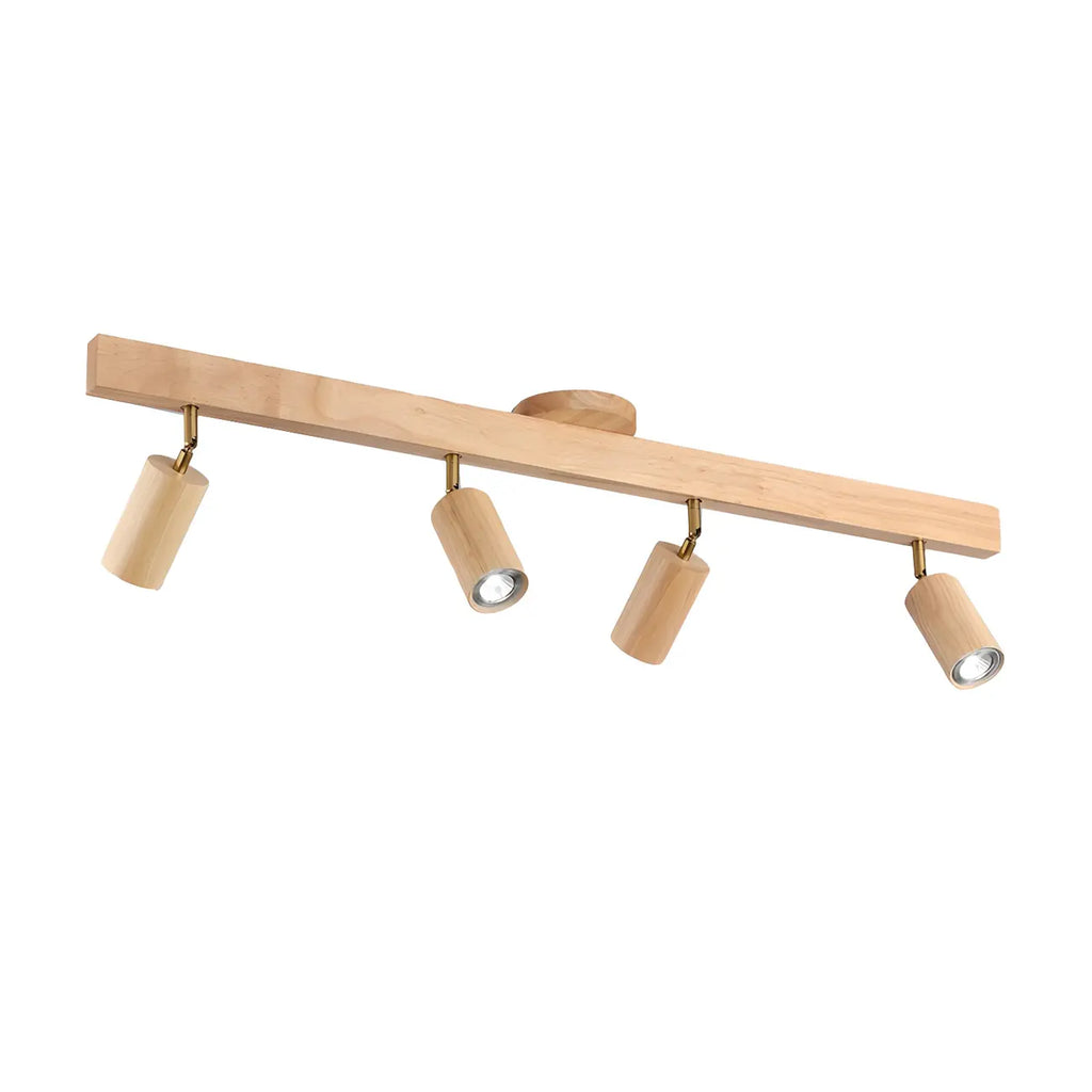 5-Light Wood Track Spotlight Adjustable Semi Flush Mount Ceiling Light