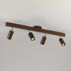 5-Light Wood Track Spotlight Adjustable Semi Flush Mount Ceiling Light