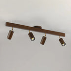 5-Light Wood Track Spotlight Adjustable Semi Flush Mount Ceiling Light