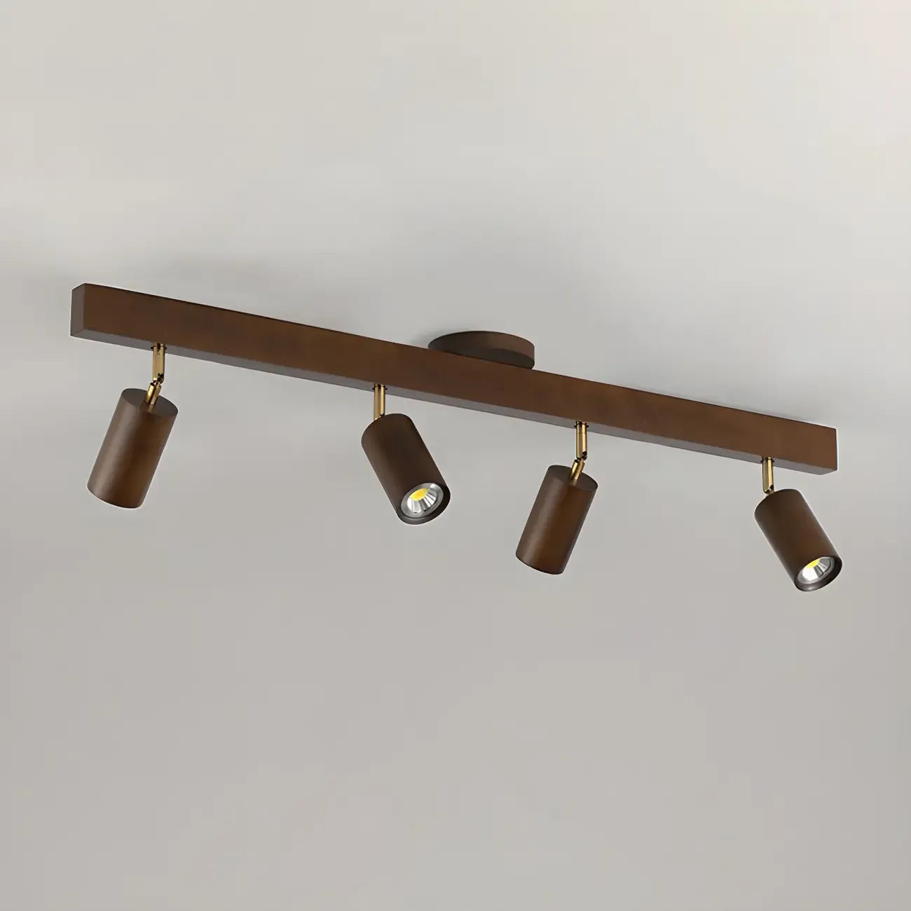 5-Light Wood Track Spotlight Adjustable Semi Flush Mount Ceiling Light