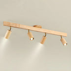 5-Light Wood Track Spotlight Adjustable Semi Flush Mount Ceiling Light