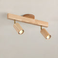 5-Light Wood Track Spotlight Adjustable Semi Flush Mount Ceiling Light