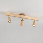 5-Light Wood Track Spotlight Adjustable Semi Flush Mount Ceiling Light