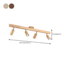 5-Light Wood Track Spotlight Adjustable Semi Flush Mount Ceiling Light