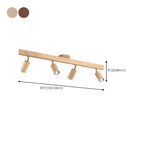 5-Light Wood Track Spotlight Adjustable Semi Flush Mount Ceiling Light