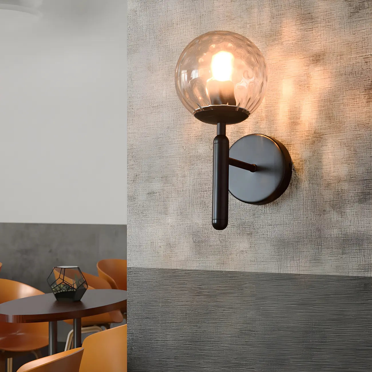 1-Light Modern Glass Globe Vanity Light for Bathroom