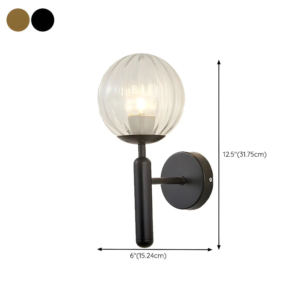 1-Light Modern Glass Globe Vanity Light for Bathroom