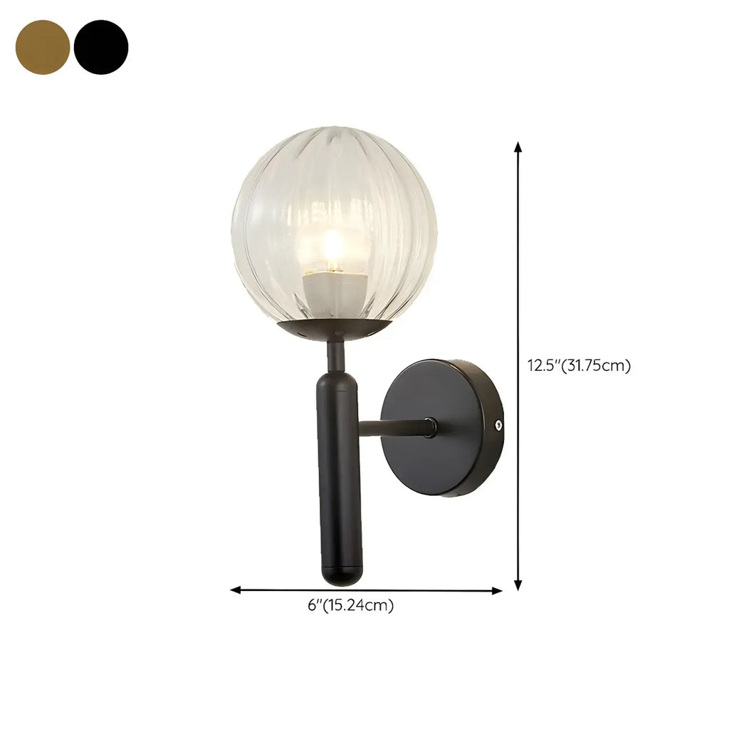 1-Light Modern Glass Globe Vanity Light for Bathroom