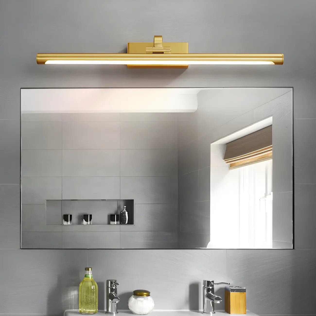 Glam Gold Metal LED Vanity Light with Acrylic Shade for Bathroom