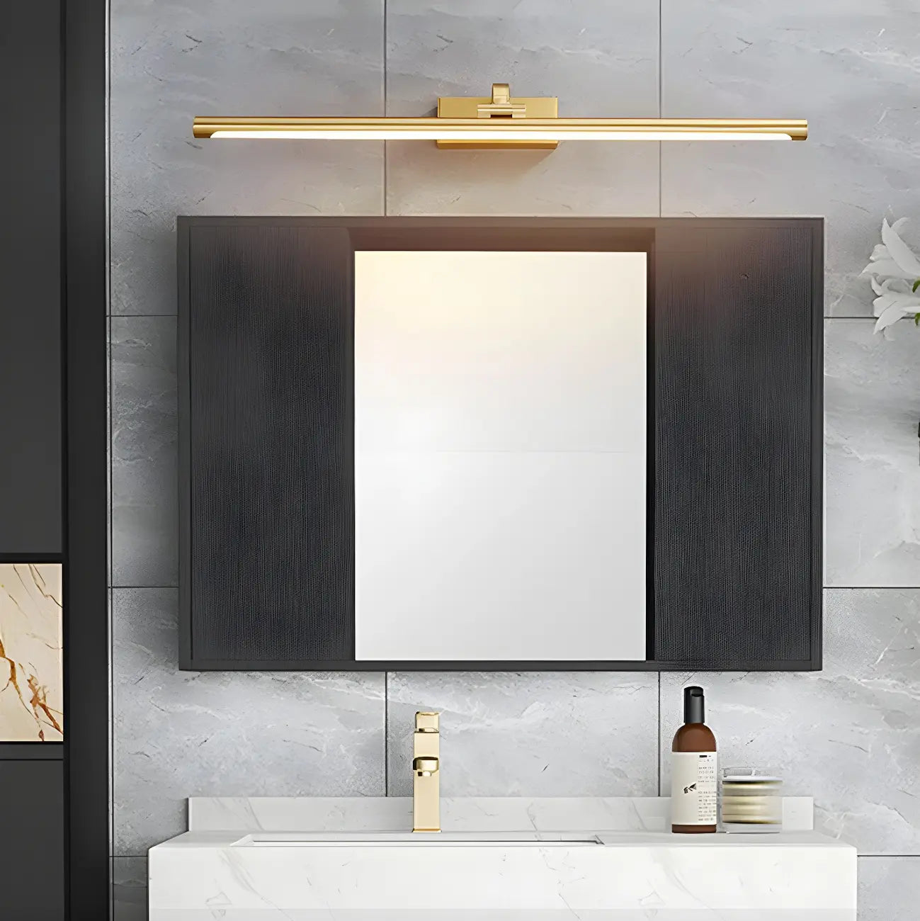 Glam Gold Metal LED Vanity Light with Acrylic Shade for Bathroom