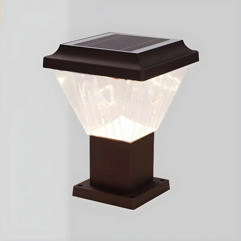 Bronze Acrylic Modern Solar Pyramid Outdoor Post Lights
