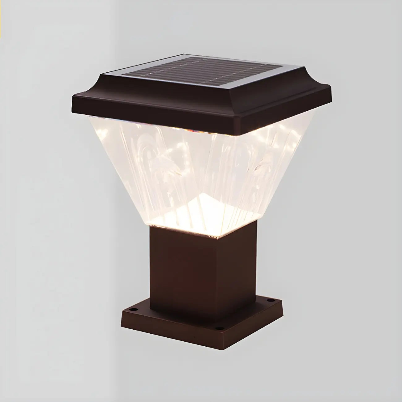 Bronze Acrylic Modern Solar Pyramid Outdoor Post Lights