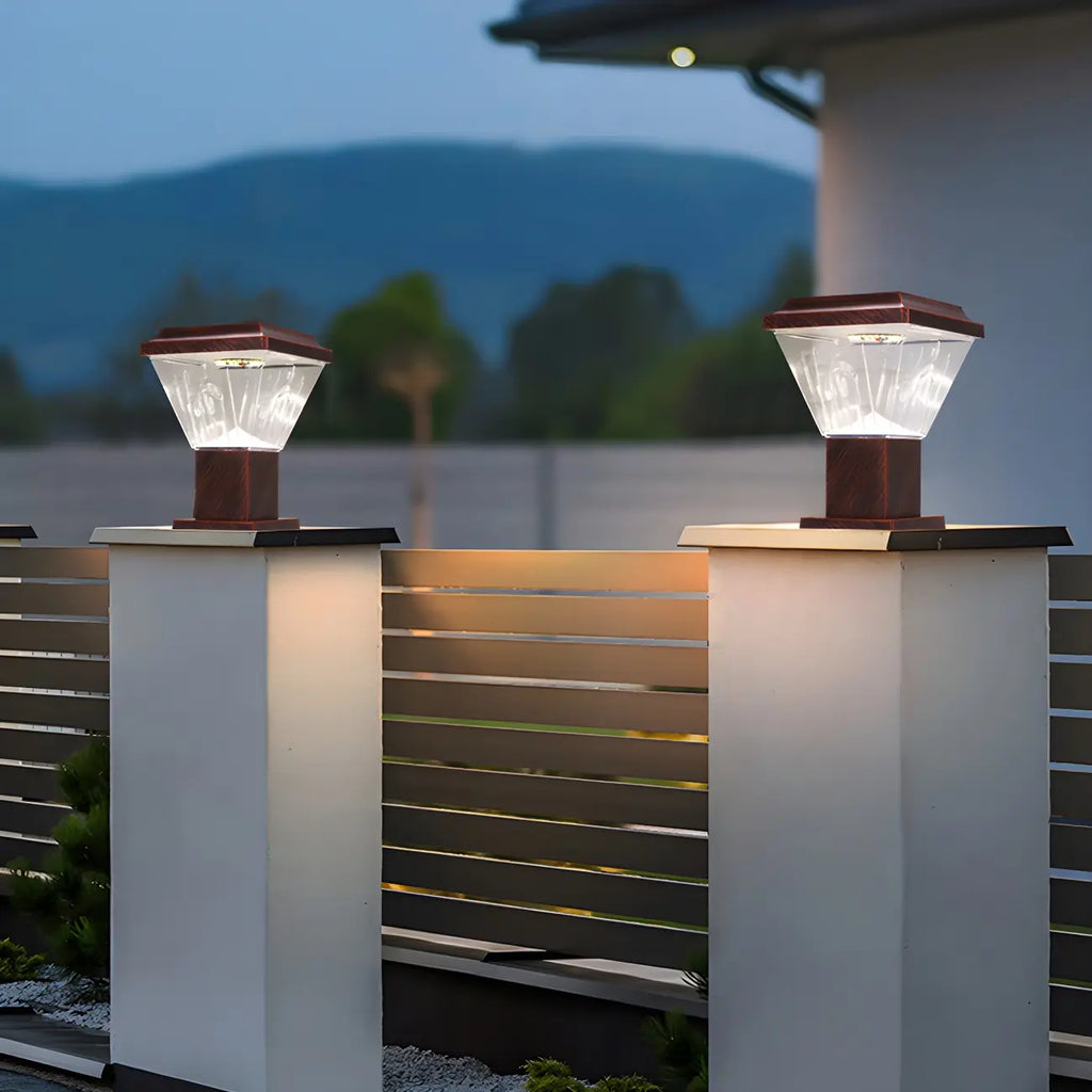 Bronze Acrylic Modern Solar Pyramid Outdoor Post Lights