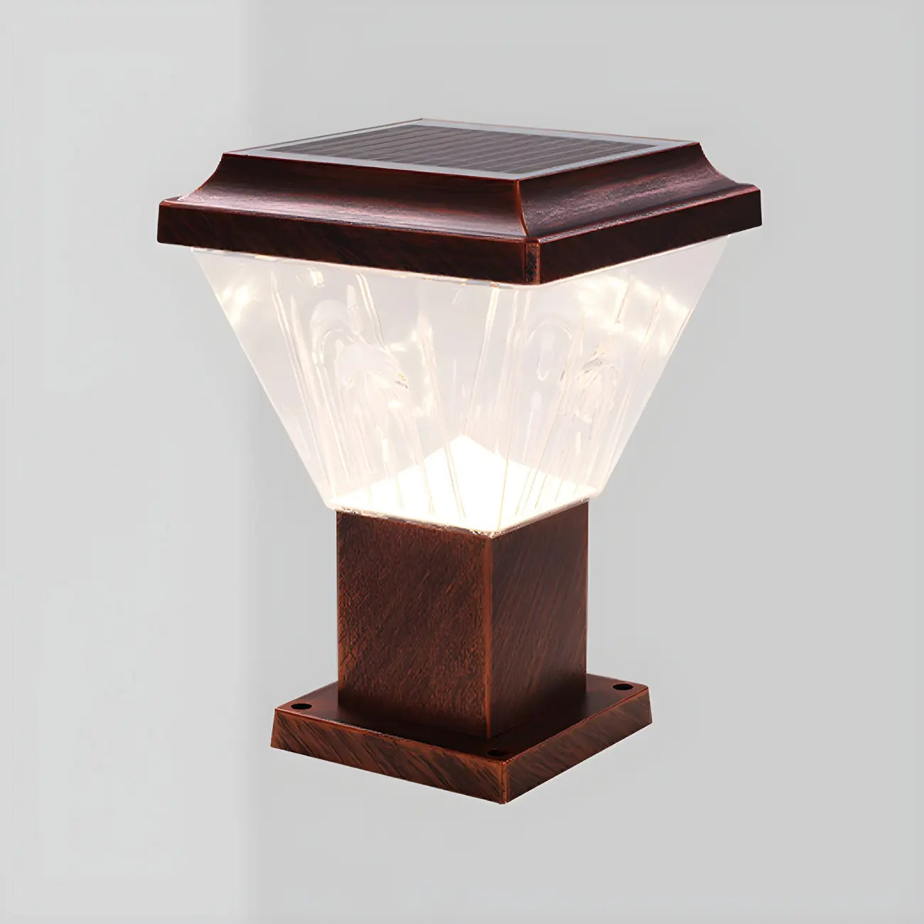 Bronze Acrylic Modern Solar Pyramid Outdoor Post Lights