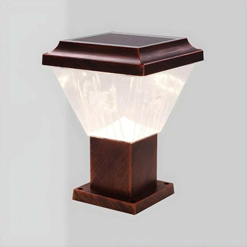 Bronze Acrylic Modern Solar Pyramid Outdoor Post Lights