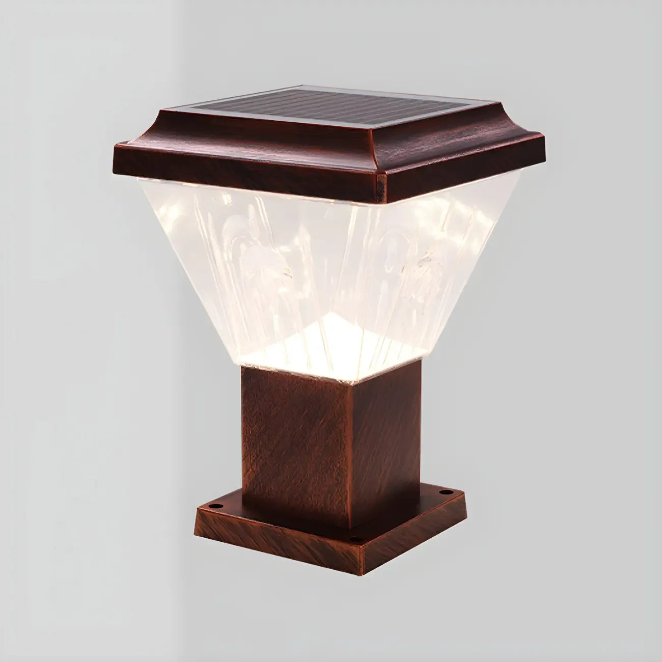 Bronze Acrylic Modern Solar Pyramid Outdoor Post Lights