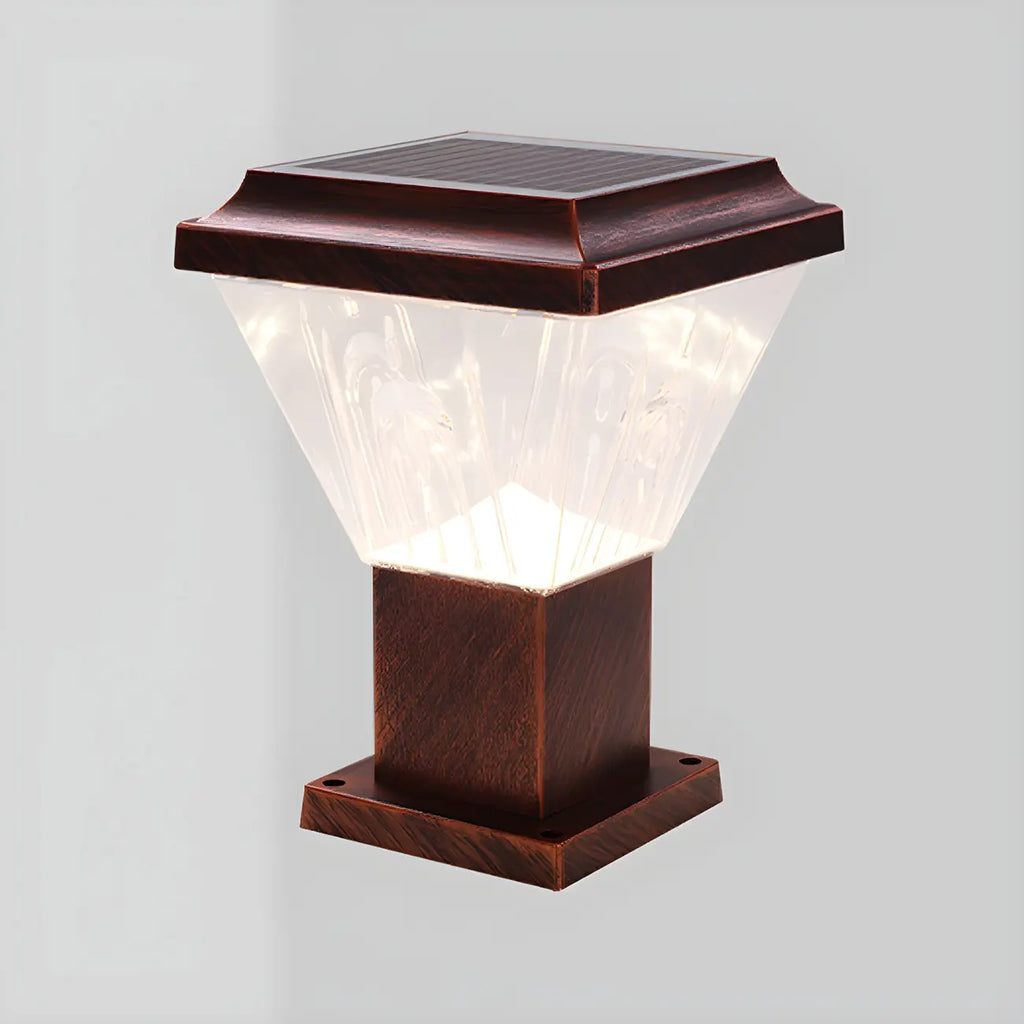 Bronze Acrylic Modern Solar Pyramid Outdoor Post Lights