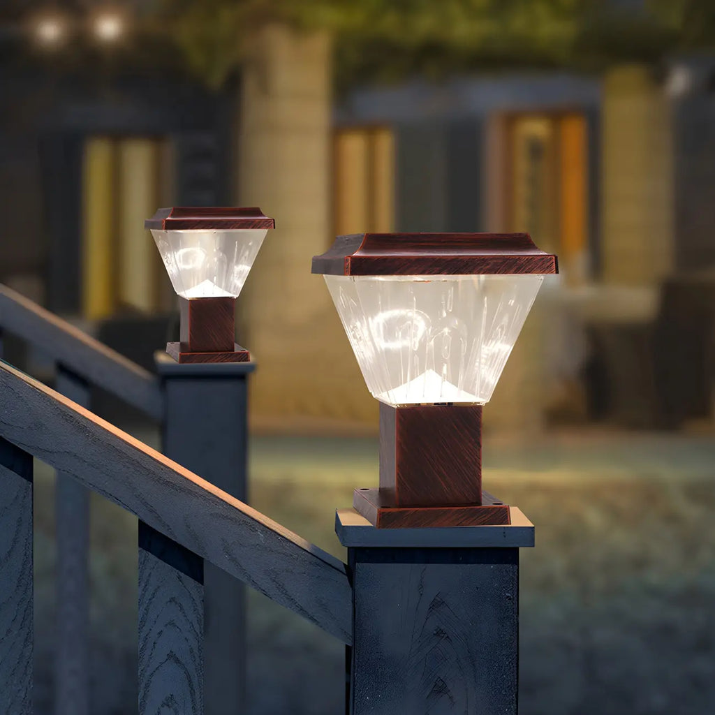 Bronze Acrylic Modern Solar Pyramid Outdoor Post Lights