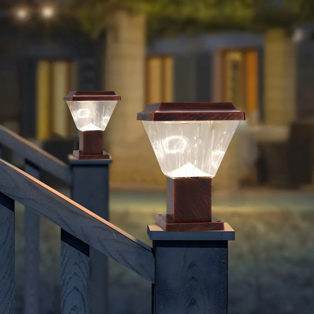 Bronze Acrylic Modern Solar Pyramid Outdoor Post Lights