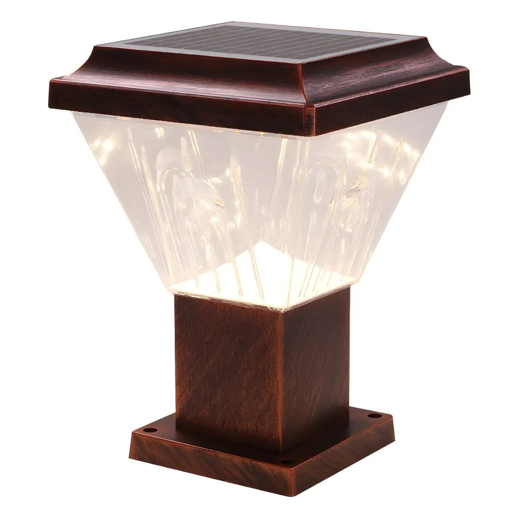 Bronze Acrylic Modern Solar Pyramid Outdoor Post Lights