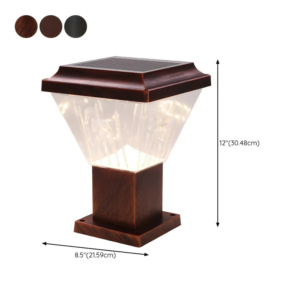Bronze Acrylic Modern Solar Pyramid Outdoor Post Lights