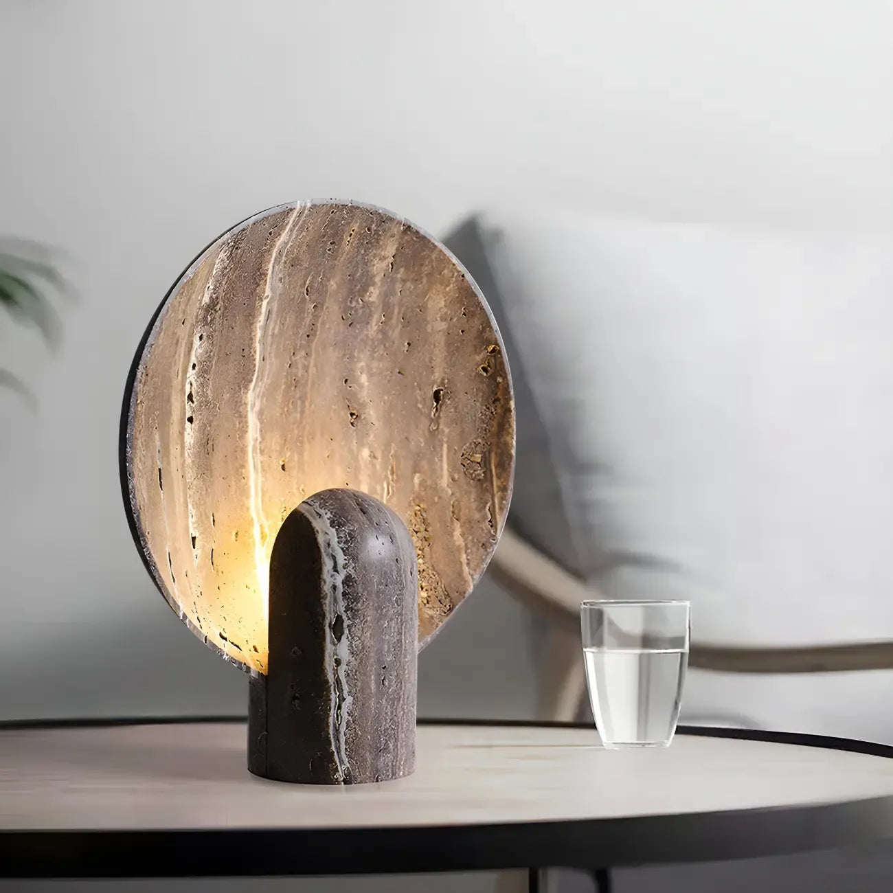 Modern Art Deco Stone Table Lamp for Bedroom