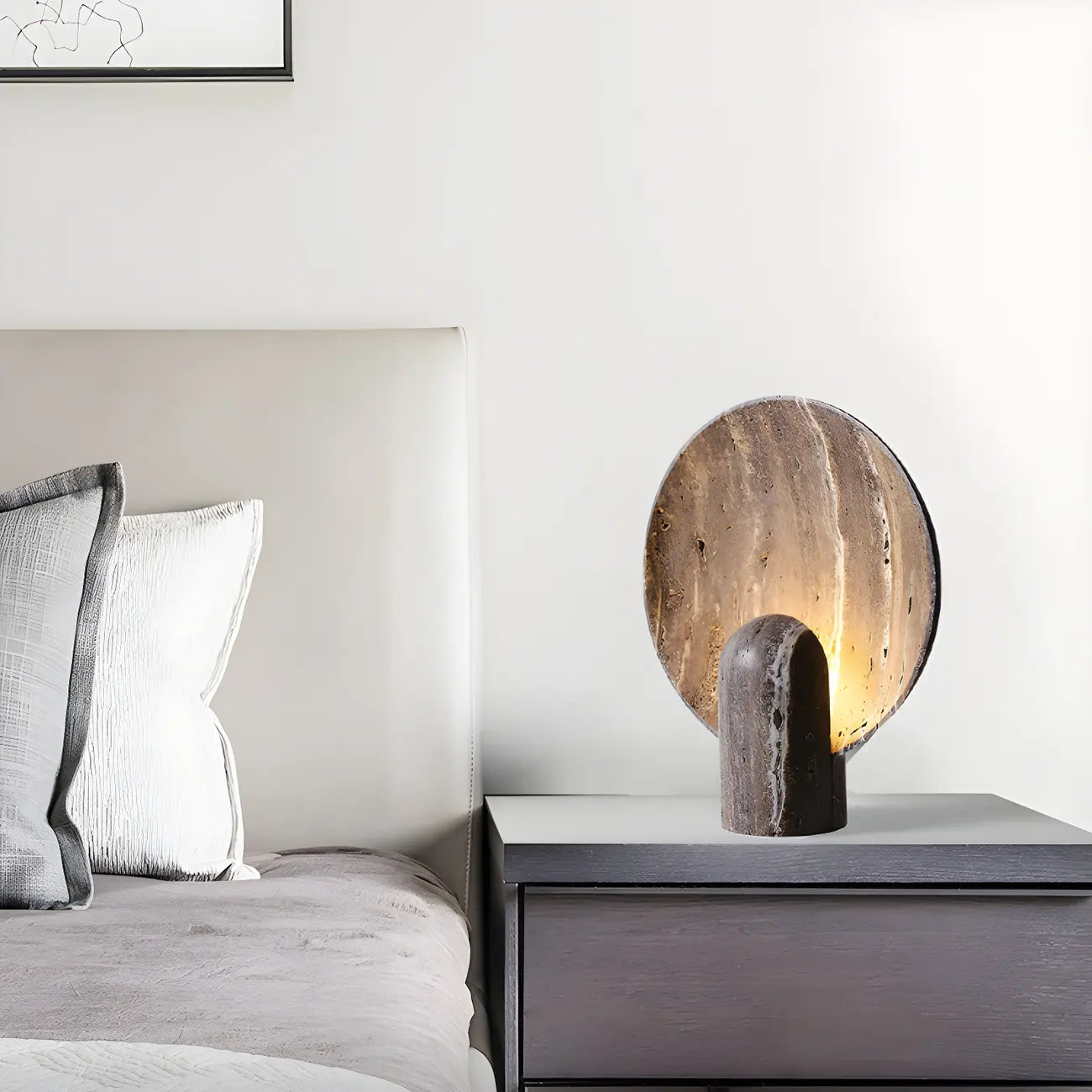Modern Art Deco Stone Table Lamp for Bedroom