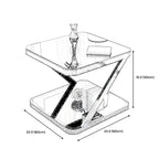 2-Tier Black Glass End Table with Storage for Living Room