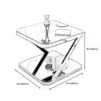 2-Tier Black Glass End Table with Storage for Living Room